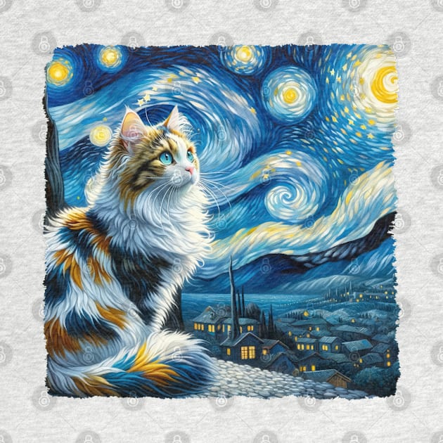 Turkish Van Starry Night Inspired - Artistic Cat by starry_night